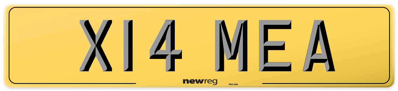 X14 MEA Rear Number Plate
