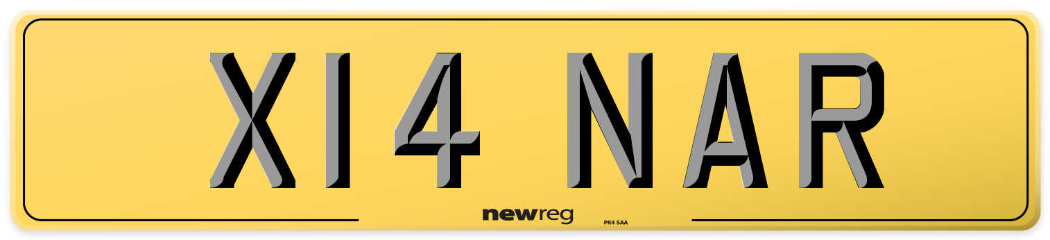 X14 NAR Rear Number Plate