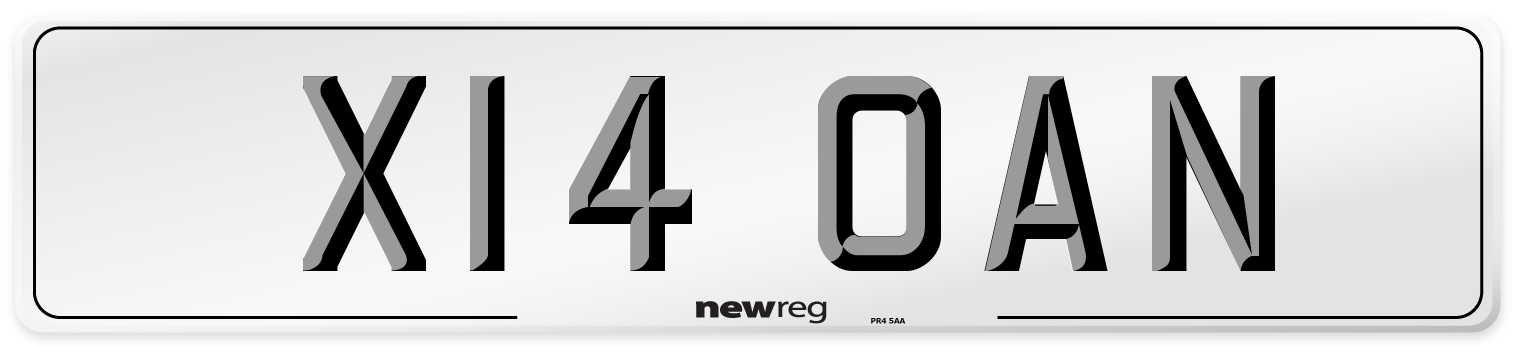 X14 OAN Front Number Plate