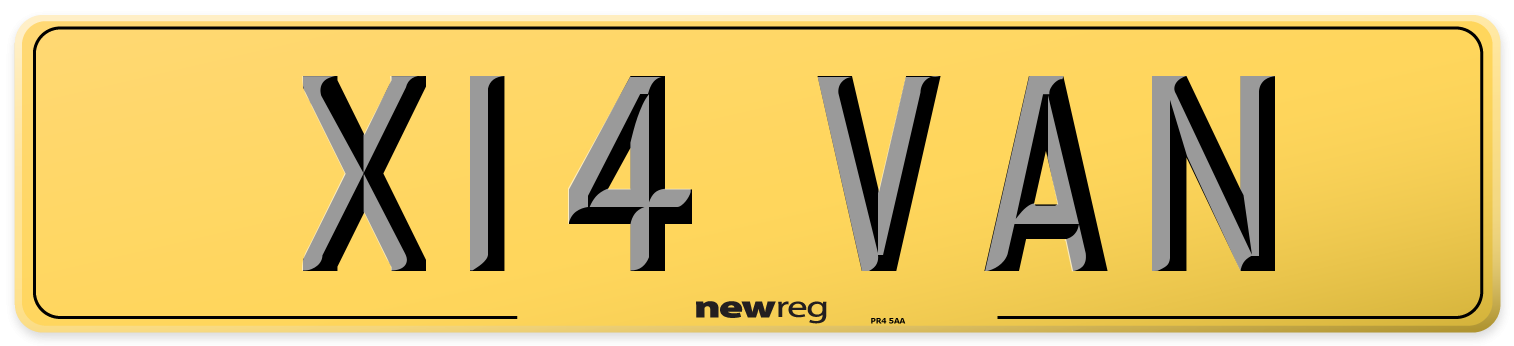 X14 VAN Rear Number Plate