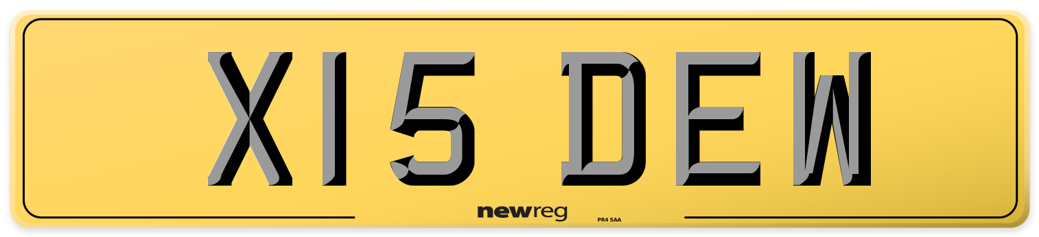 X15 DEW Rear Number Plate