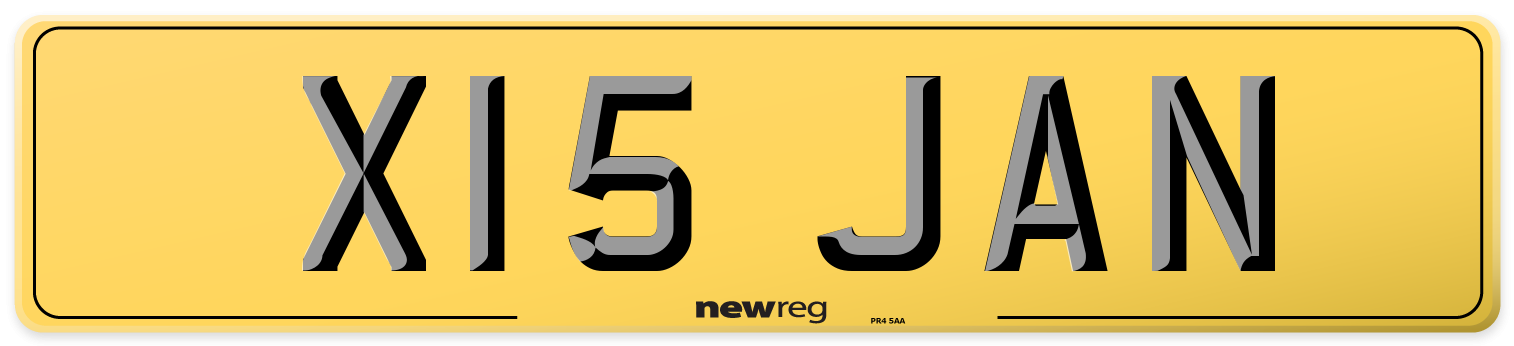 X15 JAN Rear Number Plate