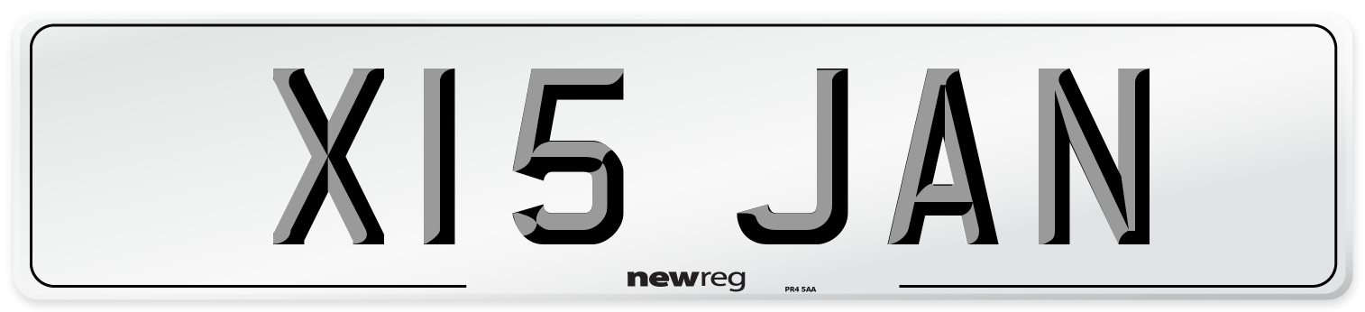 X15 JAN Front Number Plate