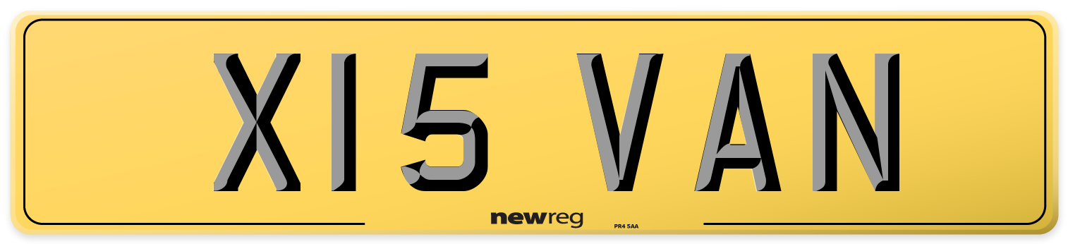 X15 VAN Rear Number Plate