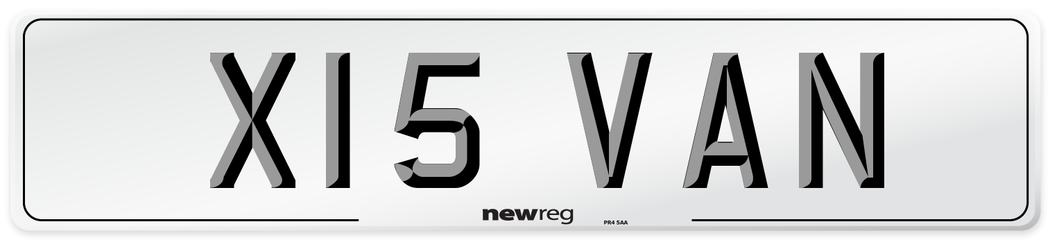 X15 VAN Front Number Plate