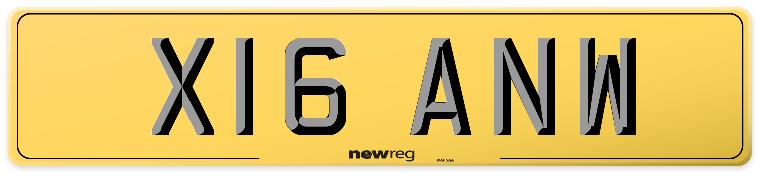 X16 ANW Rear Number Plate