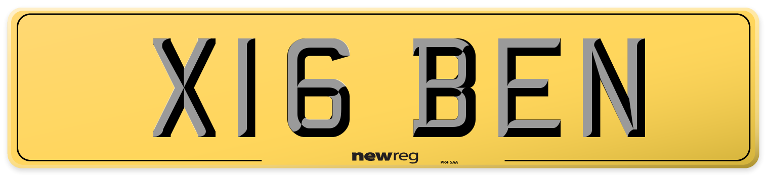 X16 BEN Rear Number Plate