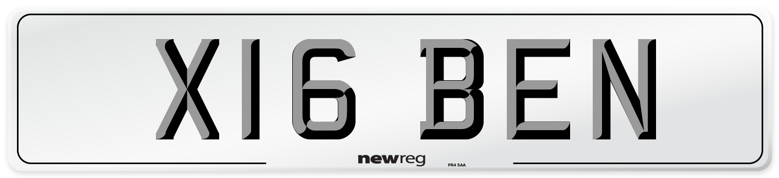 X16 BEN Front Number Plate