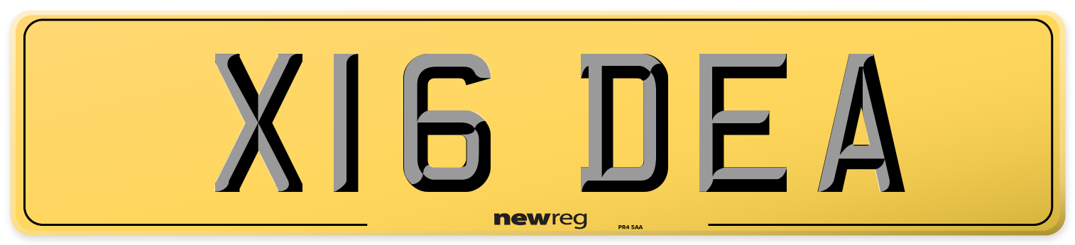 X16 DEA Rear Number Plate