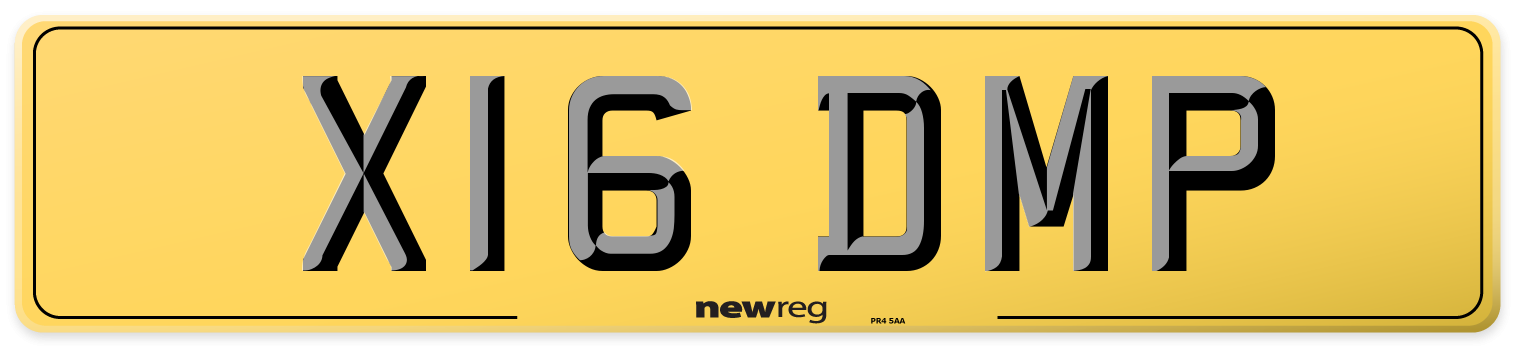 X16 DMP Rear Number Plate