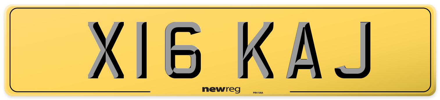 X16 KAJ Rear Number Plate