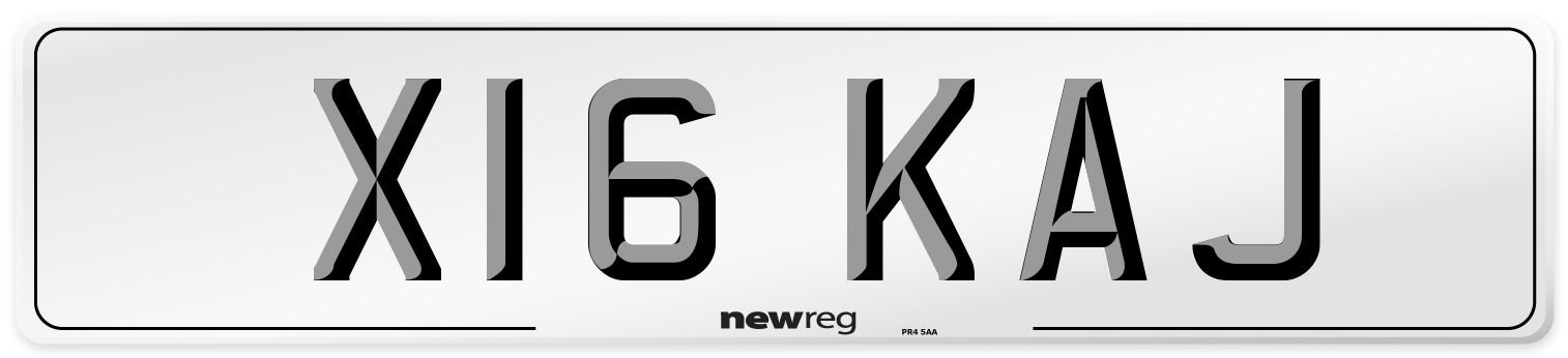 X16 KAJ Front Number Plate