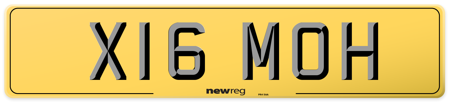 X16 MOH Rear Number Plate