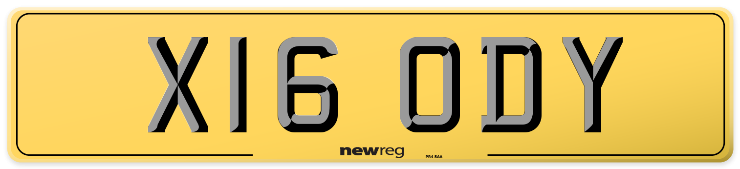X16 ODY Rear Number Plate