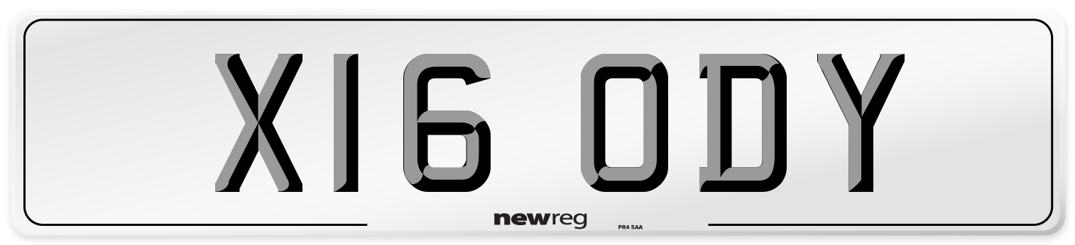 X16 ODY Front Number Plate