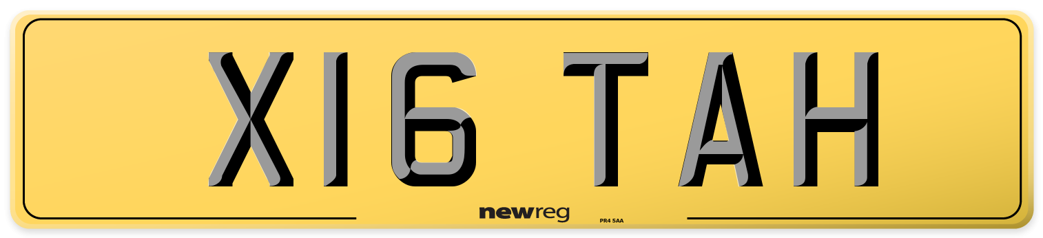 X16 TAH Rear Number Plate