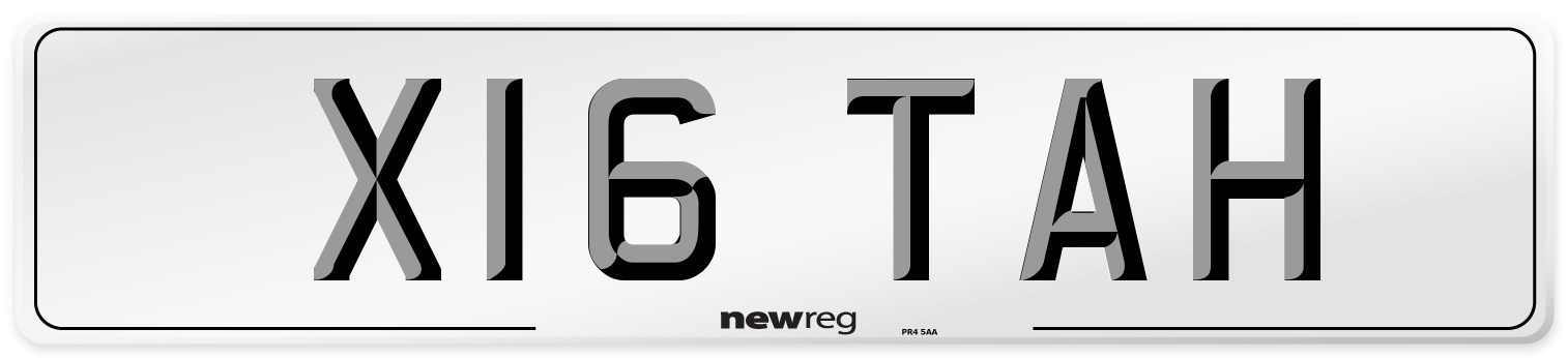 X16 TAH Front Number Plate