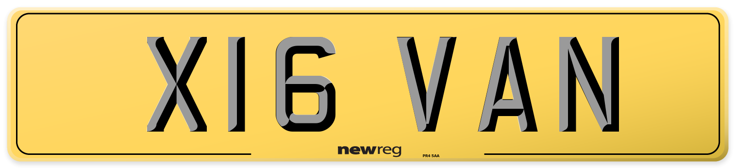 X16 VAN Rear Number Plate
