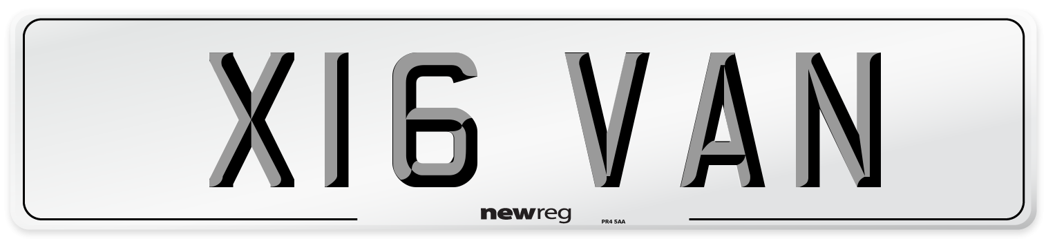 X16 VAN Front Number Plate
