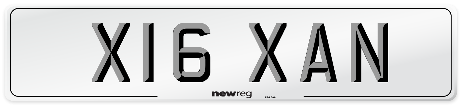 X16 XAN Front Number Plate