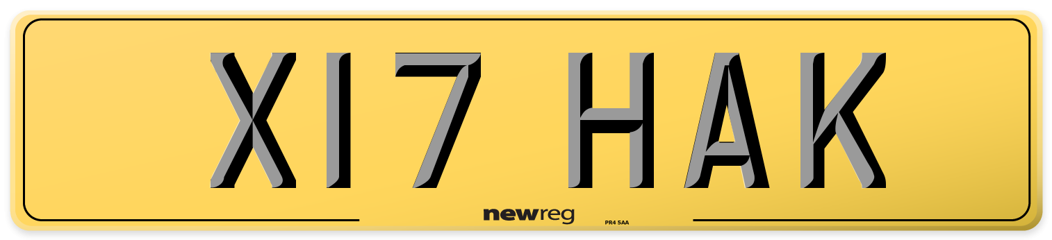 X17 HAK Rear Number Plate