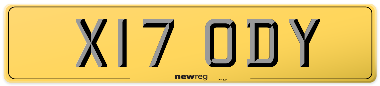 X17 ODY Rear Number Plate