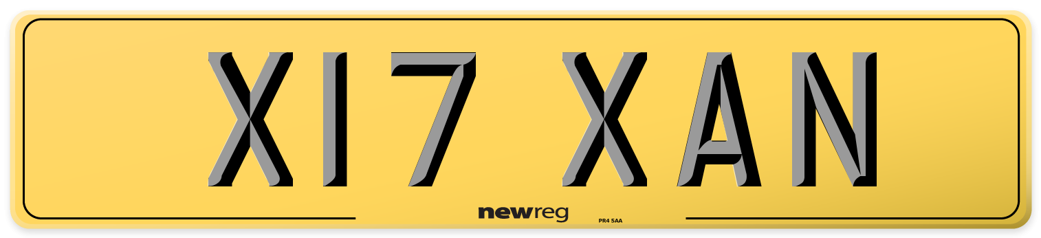 X17 XAN Rear Number Plate