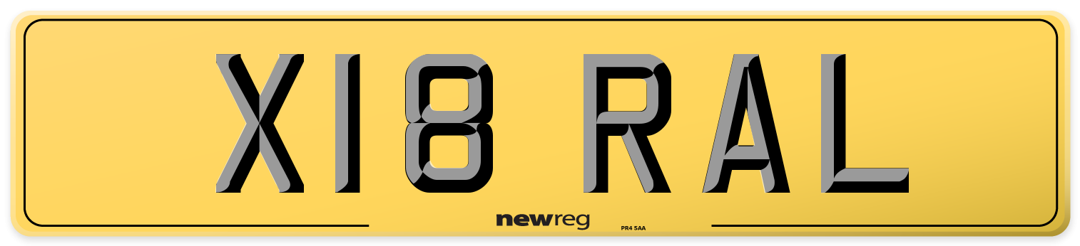 X18 RAL Rear Number Plate