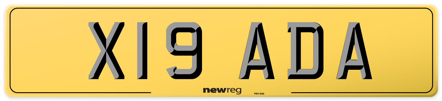X19 ADA Rear Number Plate