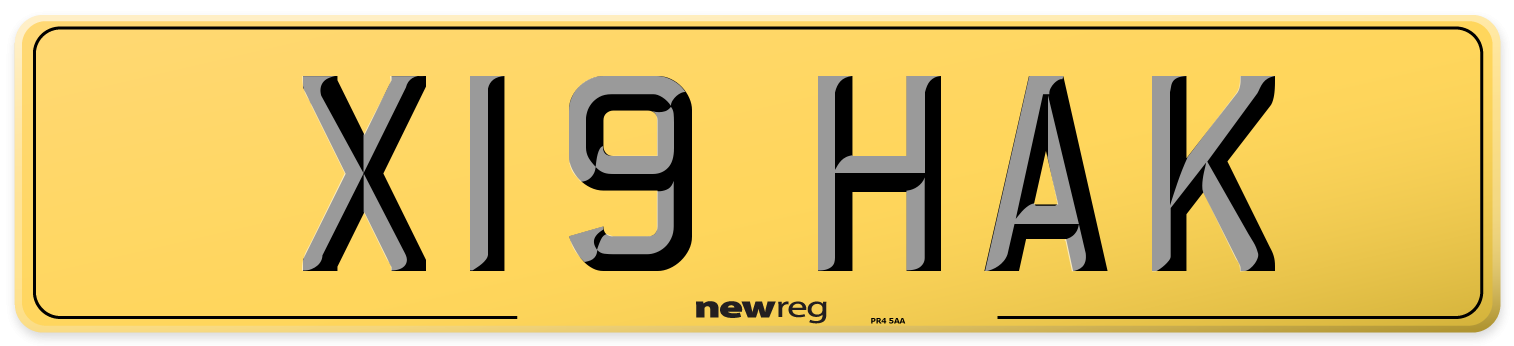 X19 HAK Rear Number Plate