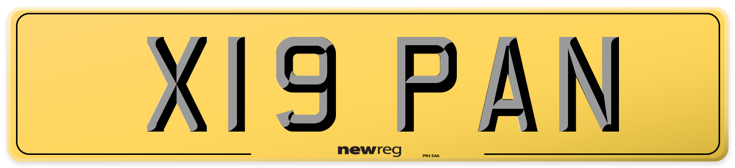 X19 PAN Rear Number Plate
