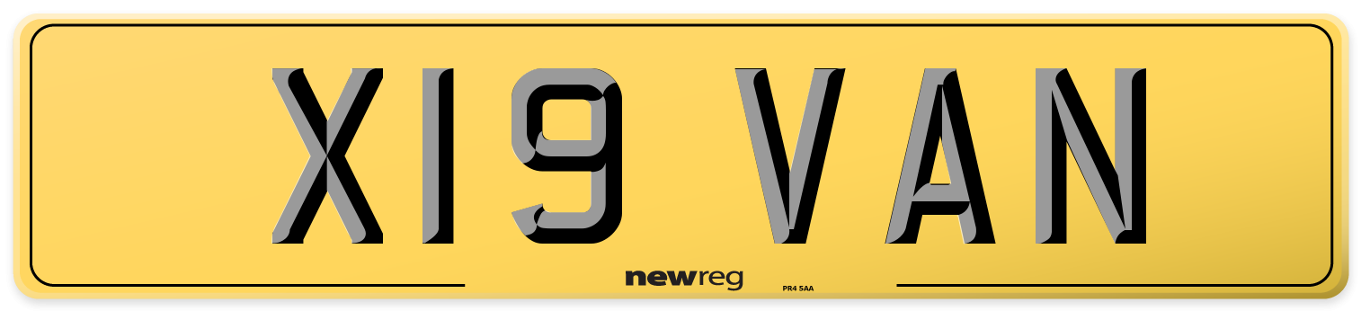 X19 VAN Rear Number Plate