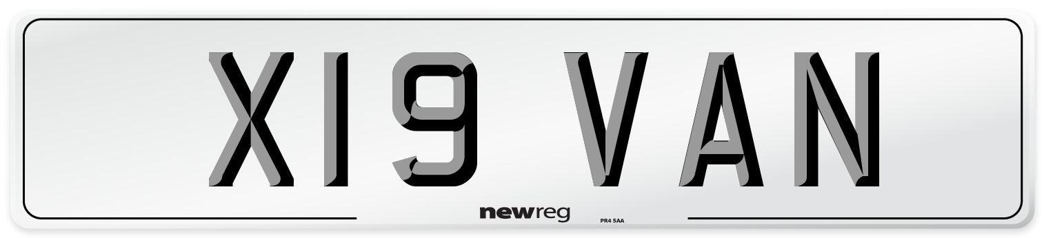 X19 VAN Front Number Plate