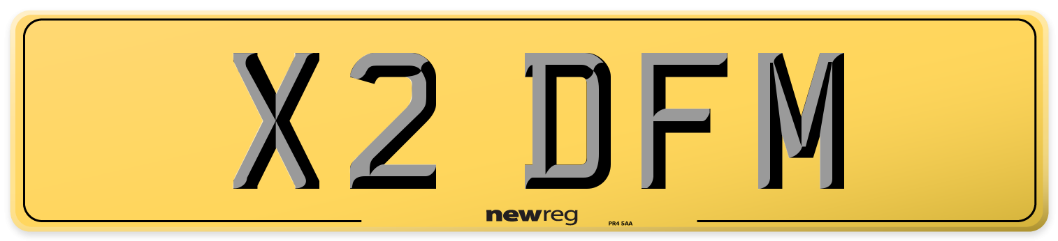 X2 DFM Rear Number Plate