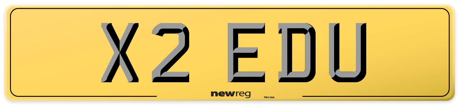 X2 EDU Rear Number Plate