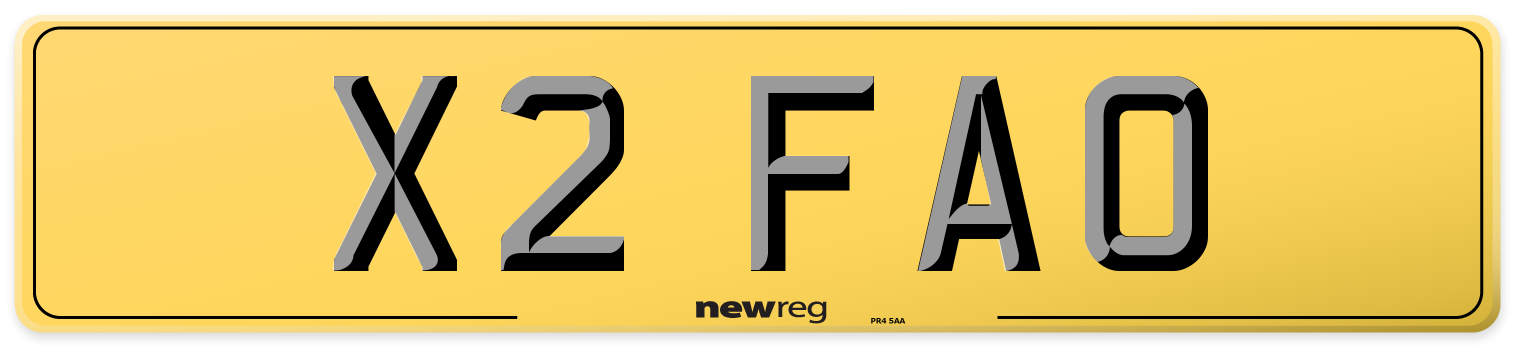 X2 FAO Rear Number Plate