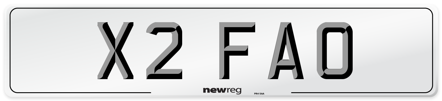 X2 FAO Front Number Plate