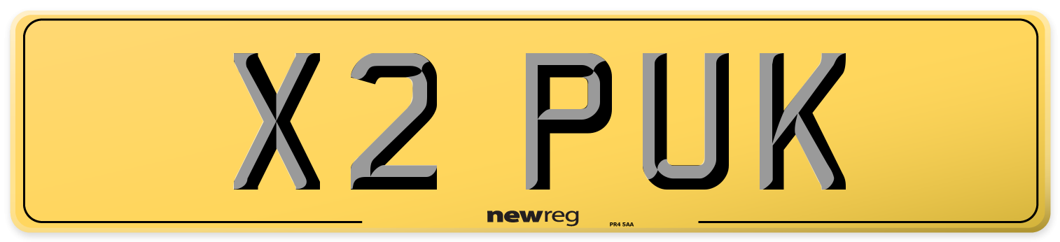 X2 PUK Rear Number Plate