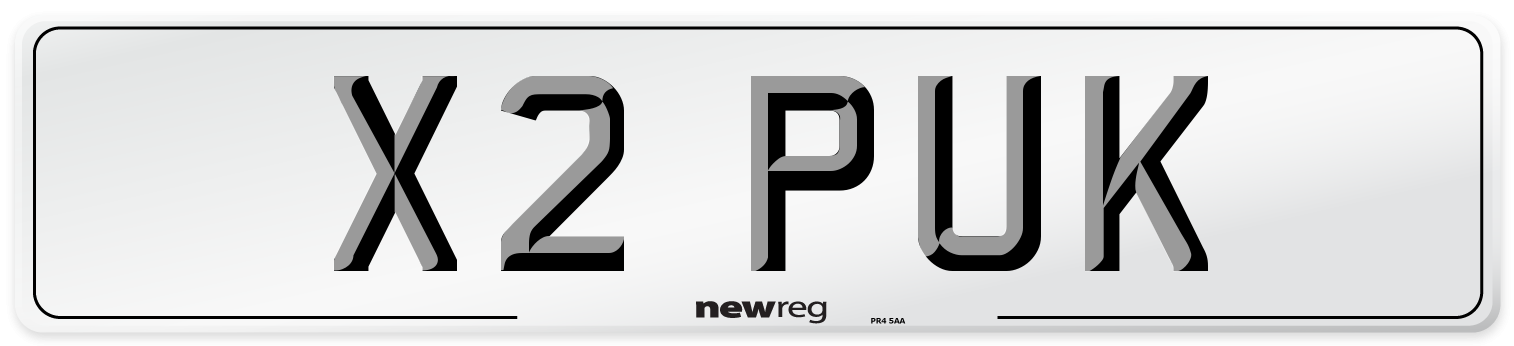 X2 PUK Front Number Plate