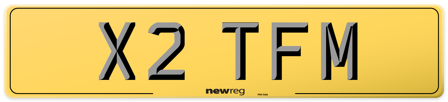 X2 TFM Rear Number Plate
