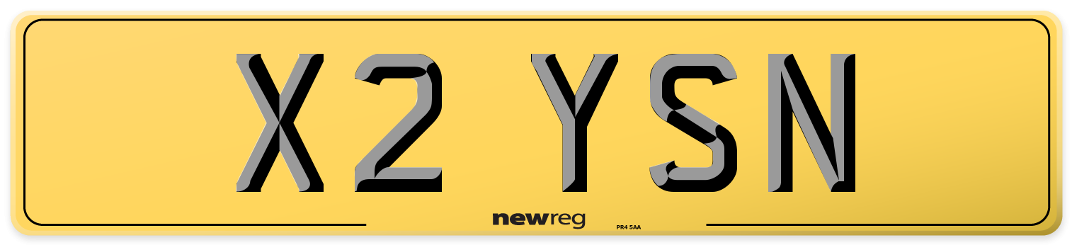 X2 YSN Rear Number Plate