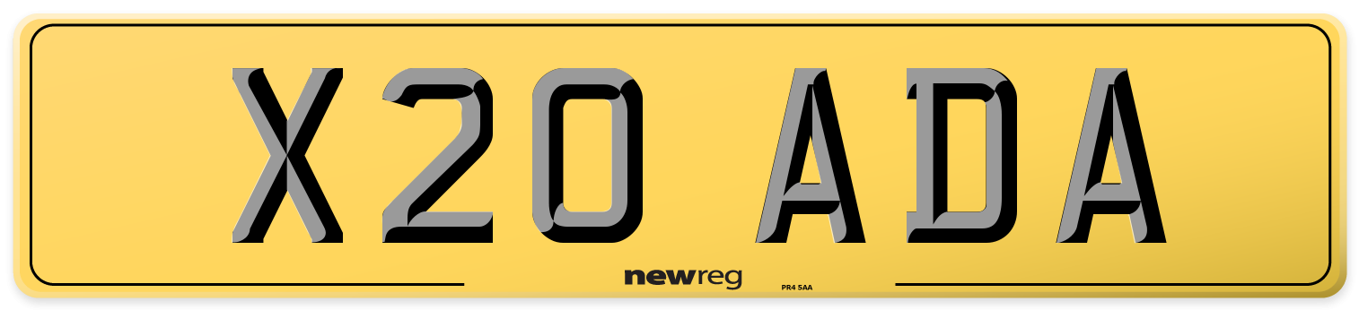 X20 ADA Rear Number Plate