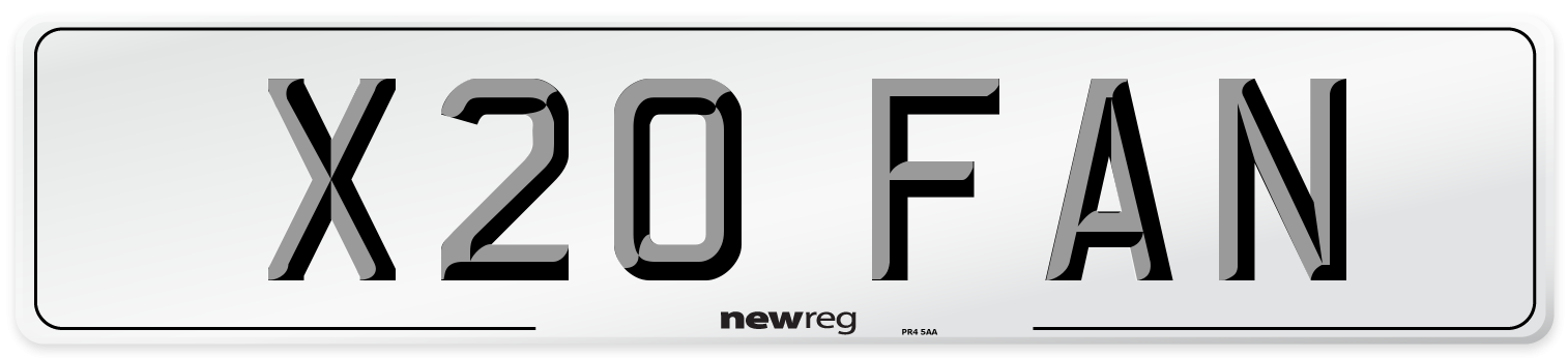 X20 FAN Front Number Plate