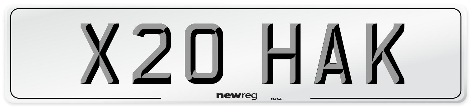 X20 HAK Front Number Plate