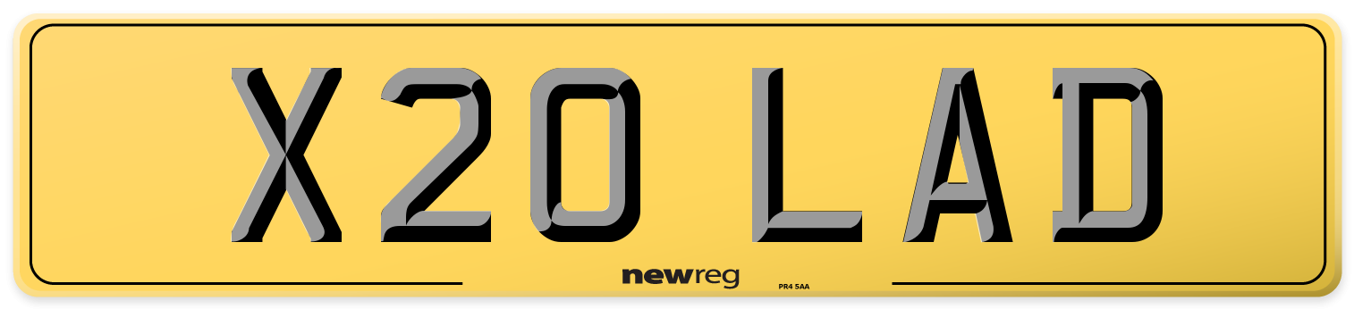 X20 LAD Rear Number Plate