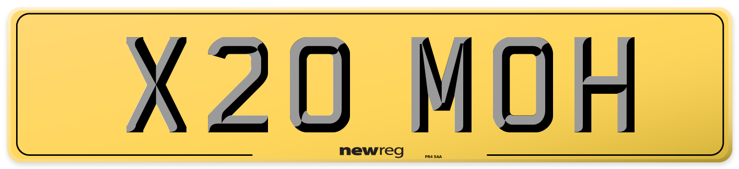 X20 MOH Rear Number Plate