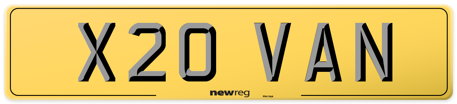 X20 VAN Rear Number Plate