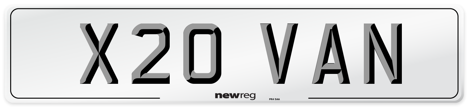 X20 VAN Front Number Plate