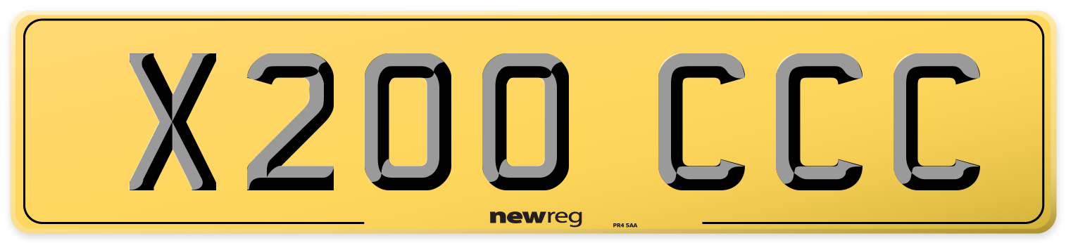 X200 CCC Rear Number Plate