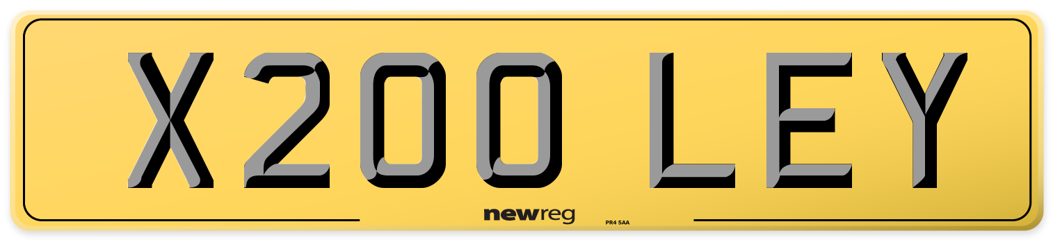 X200 LEY Rear Number Plate